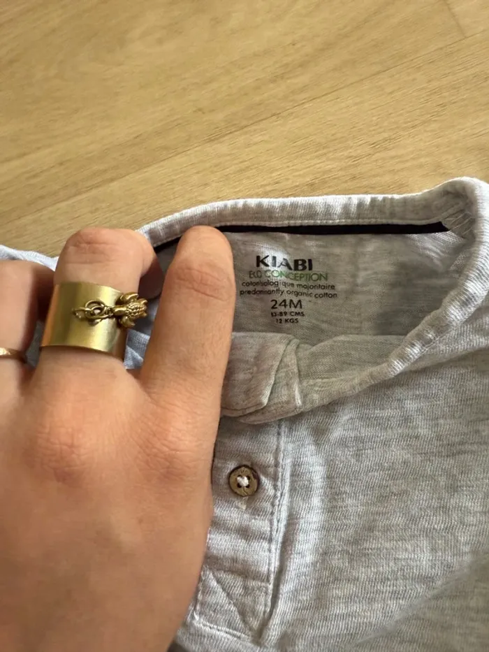 Ensemble T-shirt manches longues gris et jean bleu - 24 mois - photo numéro 5