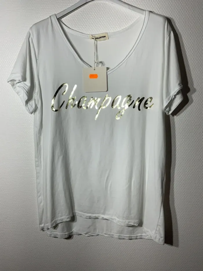 T-shirt « champagne » femme taille unique (36-42)- vivichy - neuf avec étiquette