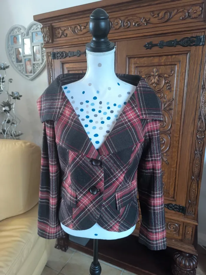 Très jolie veste tissu écossais - photo numéro 2