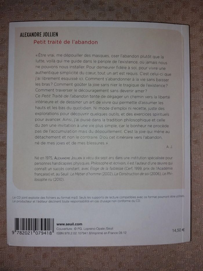 Alexandre Jollien - Petit Traité de l'Abandon - photo numéro 2