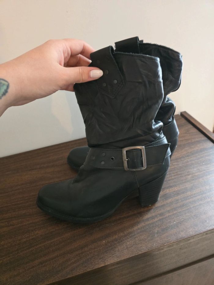 Bottes santiag très bon état noire 37 - photo numéro 5