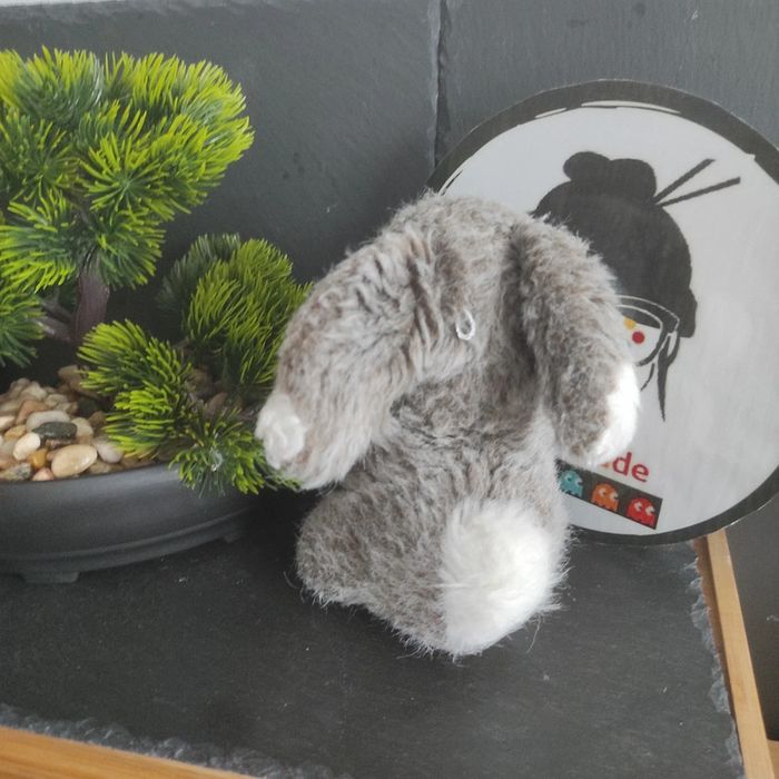 peluche lapin ajena gris blanc marron vintage Nez Rose #geektradepeluche - photo numéro 2