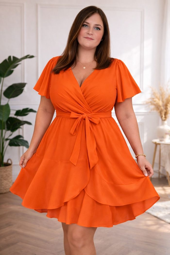 Robe d été manches courtes papillon orange corail vitaminé Femme taille 54 marque Asos 💍