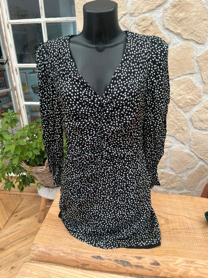 Robe noire et blanChe à fleurs mango taille L 40 femme - photo numéro 4