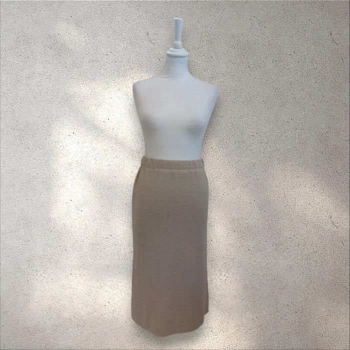 Jupe longue taille élastique fendue à l'arrière beige Alain Manoukian taille 38