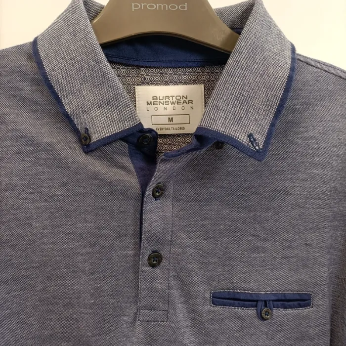 Polo Gris Bleu été manches courtes - Burton Menswear - M - T-shirt homme élégant A1540 - photo numéro 3