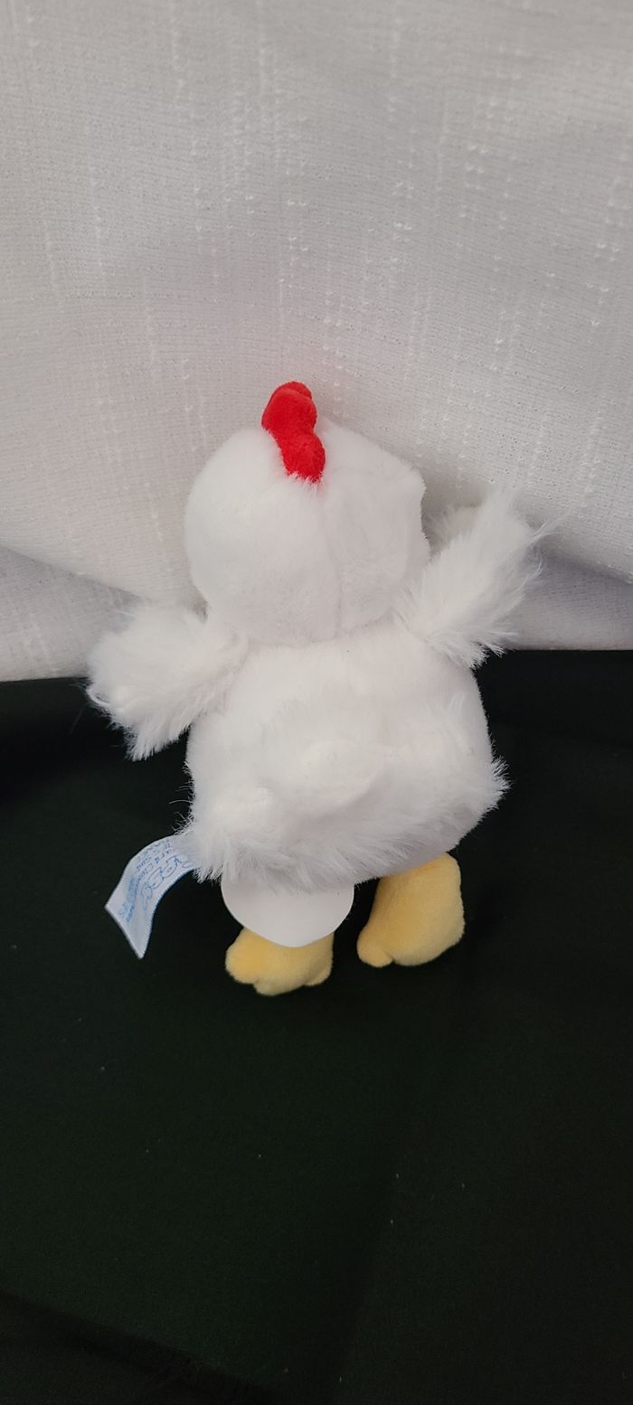 Mini peluche coq poulet blanc yeux bleus GIPSY - photo numéro 3