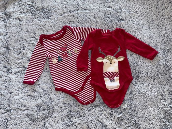 Lot x2 body manches longues Noël bébé