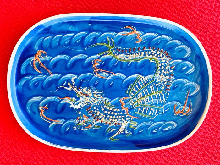 Petit plat bleu en porcelaine japonaise vintage - photo numéro 2