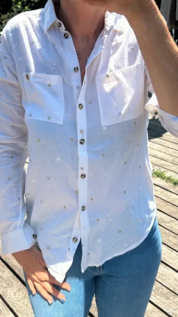 Chemise Superdry Écru étoiles brodées