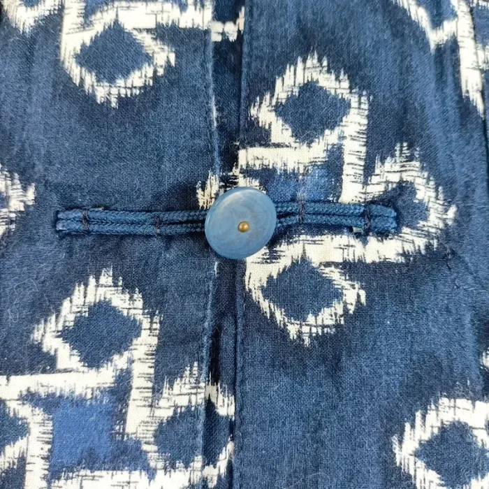 Robe Chattawak en coton bleu indigo à motifs blancs - Taille 12 ans - 100% coton - A663 - photo numéro 10