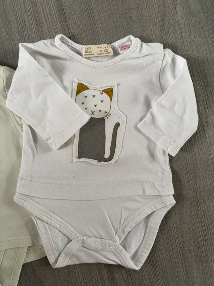 Lot de 2 tee shirt body intégré taille 3 mois - photo numéro 2