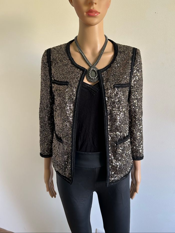 Veste dorée et noire en sequins An’ge taille 1 jamais portée