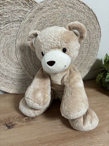 Vintage doudou ours marron assis ours brodé fesses kiabi 