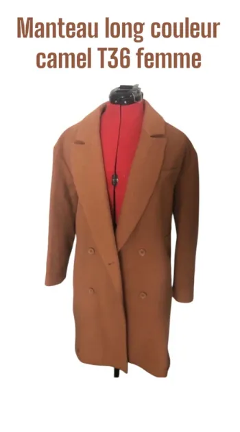 Manteau long couleur camel T36 femme 🧥