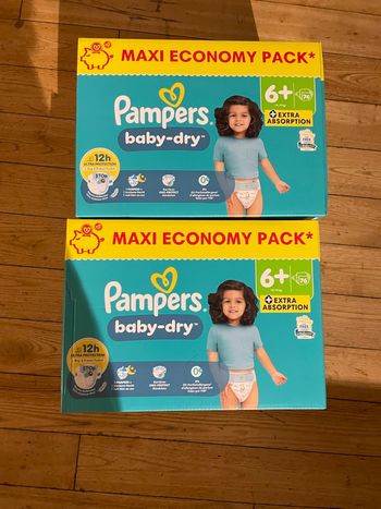 Vents pack 2 cartons Pampers taille 6 baby dry plus