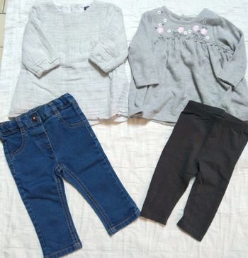 Kiabi lot 2 ensembles blouses Jean gase coton