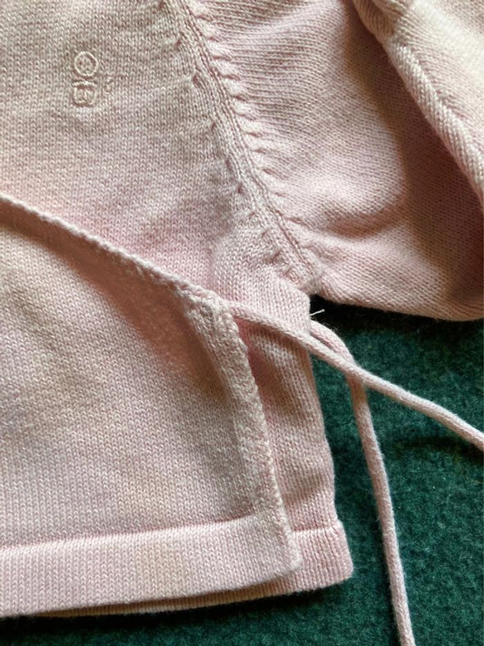 Gilet coton rose 3 mois cache cœur Obaïbi - photo numéro 3