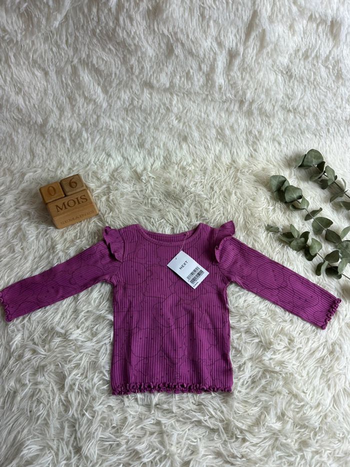T-shirt manches longues violet taille 6-9 mois Next