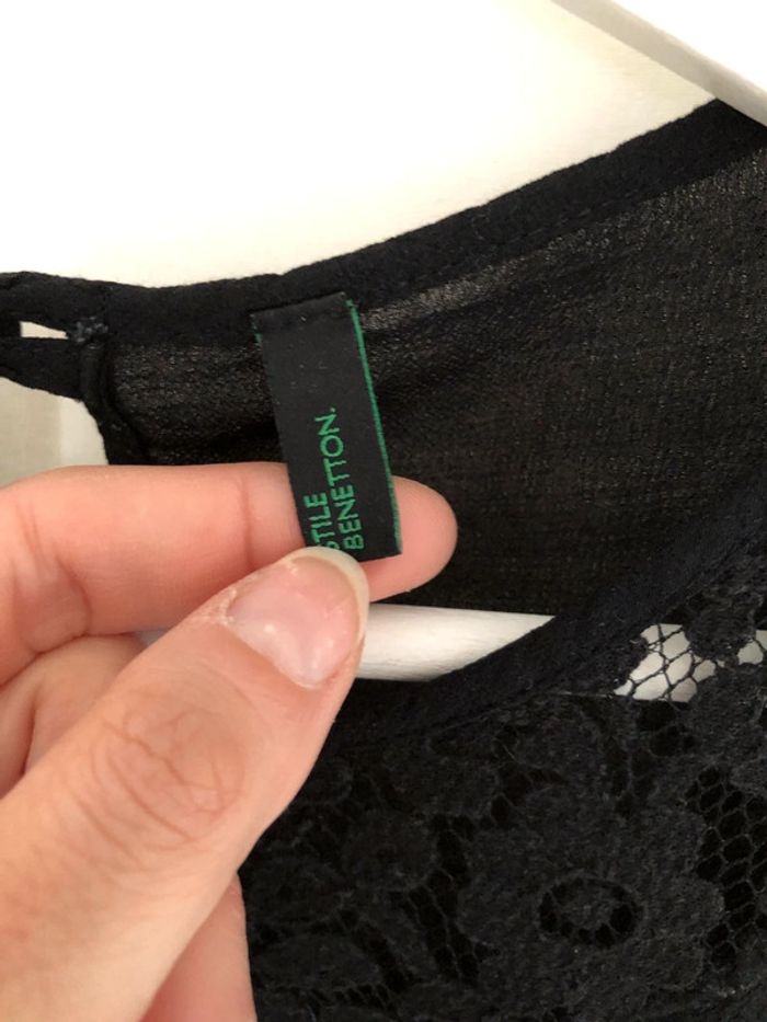 Blouse noire col Claudine en dentelle Benetton taille XS / 34 36 comme neuve - photo numéro 18