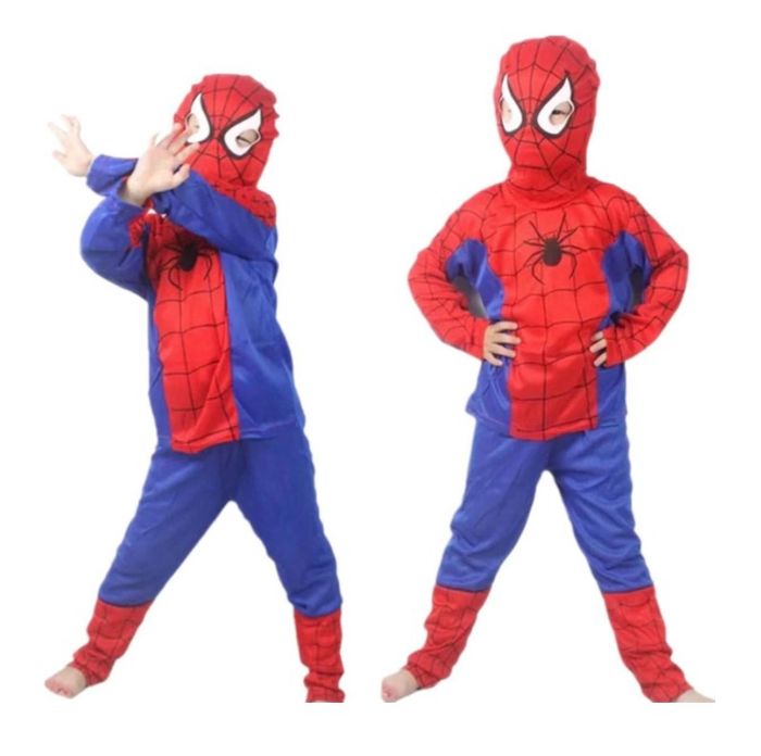 Deguisement spiderman bleu et rouge + cagoule taille 3-6ans