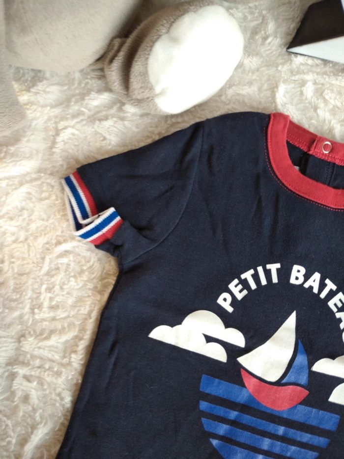 Tee shirt chemise manches courtes Garçon 12 mois Petit bateau 100% coton - photo numéro 3