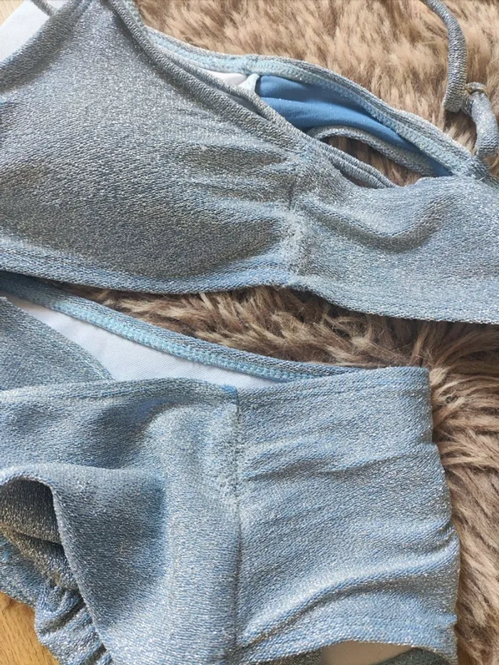 Ensemble de pole dance bleu pailleté - photo numéro 4