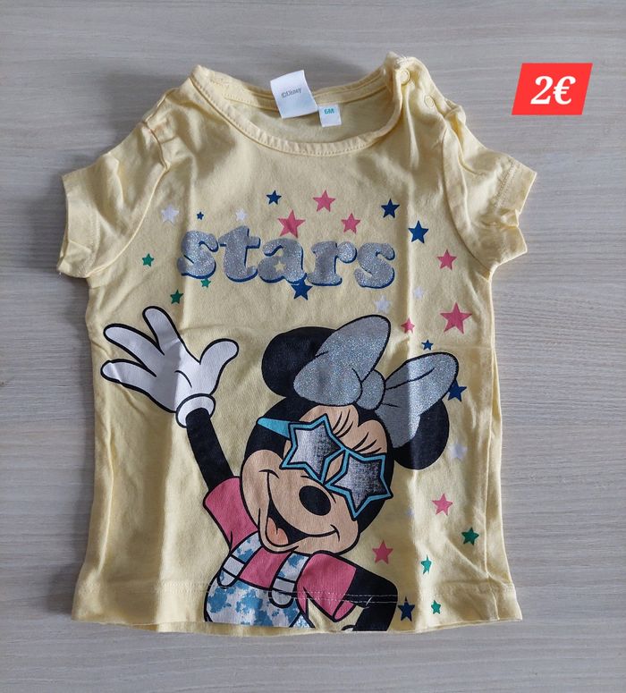 T-shirt jaune Minnie fille 6mois - photo numéro 2