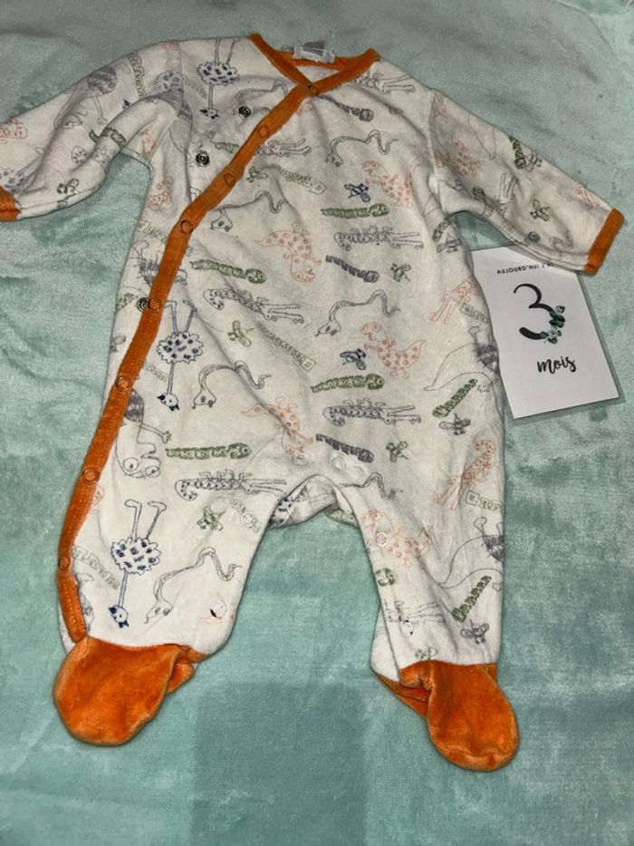 Pyjama bébé blanc/ orange et animaux - photo numéro 2