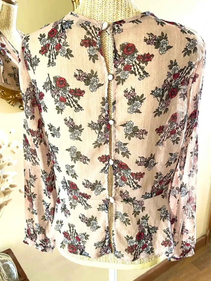 Sublime blouse chemise fluide chic fluide Haut Transparent Floral - photo numéro 16