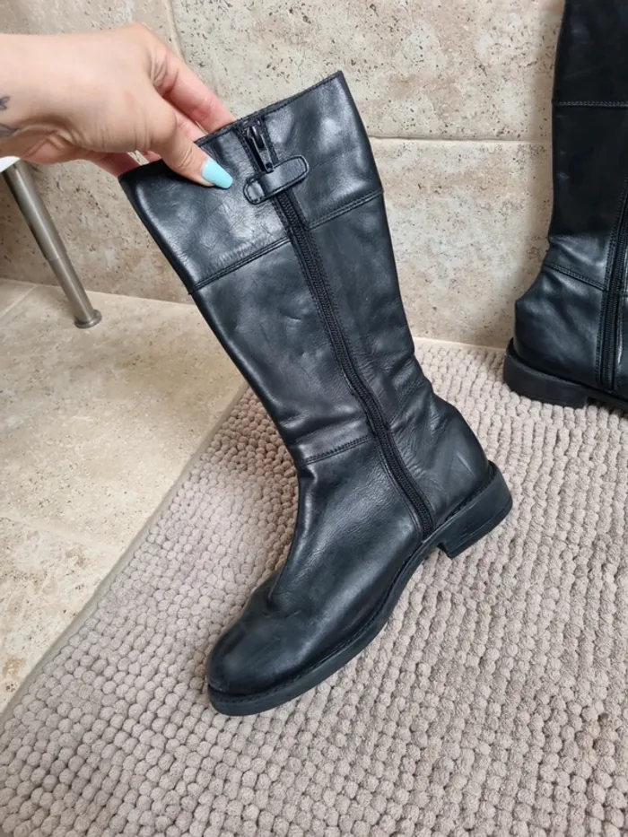 bottes noires mi haute en cuir du pareil au meme - photo numéro 3