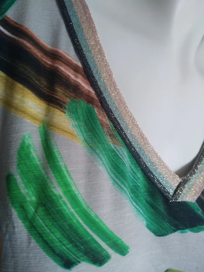 Tee shirt top vert green printemps été spring summer peinture paint - photo numéro 2