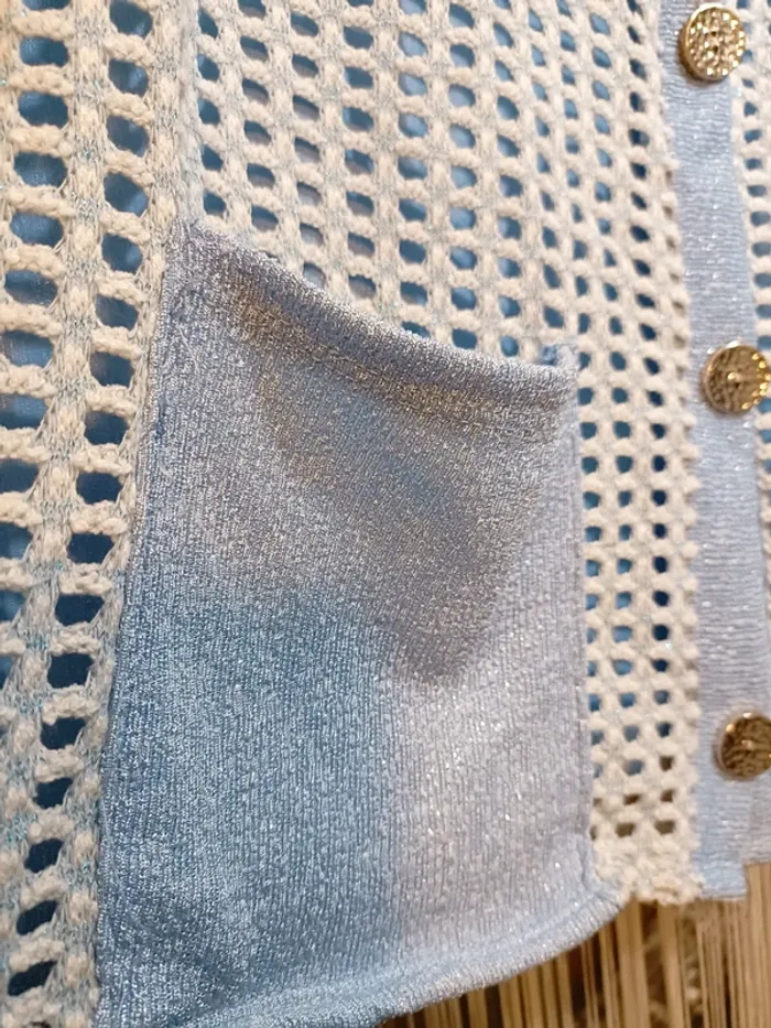 Gilet filet sans manches bleu clair - photo numéro 3
