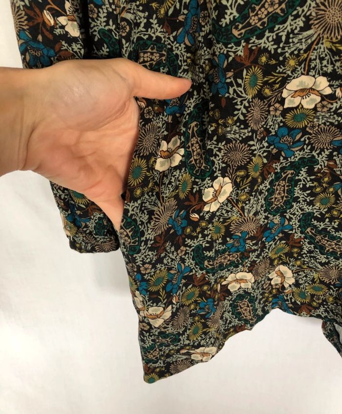 Combishort Zara fleurie noire manches longues taille XS / 34 36 comme neuve - photo numéro 11