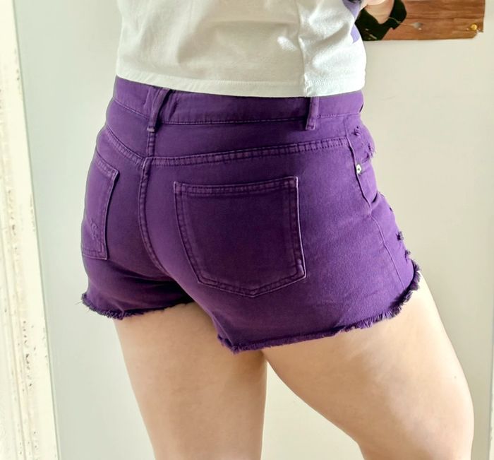 Short en jean denim taille haute violet Pimkie 40 - photo numéro 5