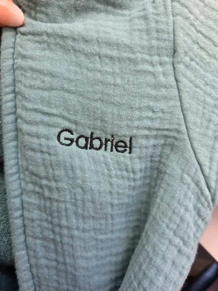 🛁 Peignoir enfant en gaze de coton – personnalisé “Gabriel” 🛁 - photo numéro 3