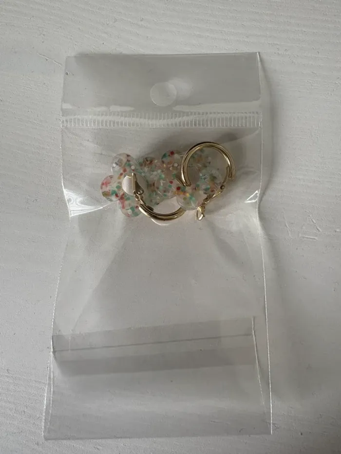 Boucles d’oreilles créoles fleuries multicolores - photo numéro 3