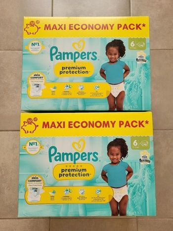 2 cartons de couches pampers premium taille 6
