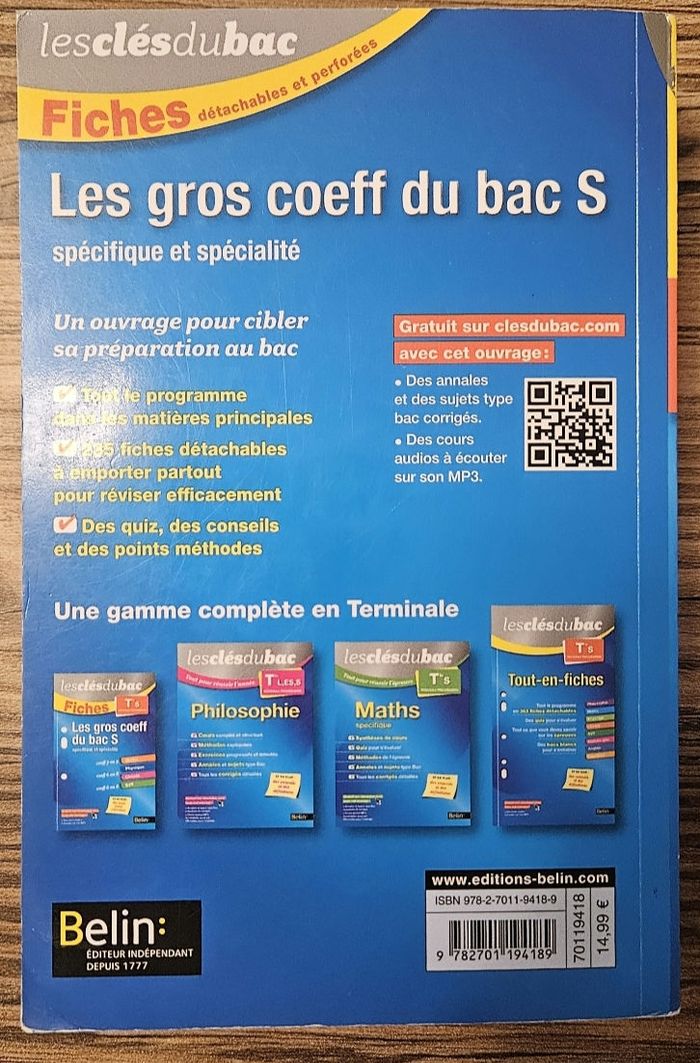 Les clés du bac – Fiches Terminale S (Belin) – Révisions Bac - photo numéro 2