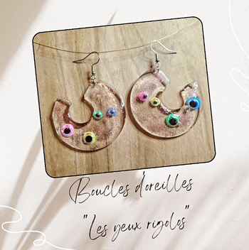 Boucles d'oreilles créoles " Les yeux rigolos"