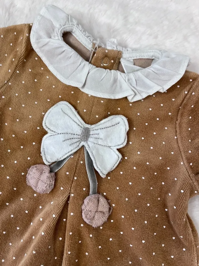 Pyjama velours 1-2 mois 60 cm - photo numéro 2