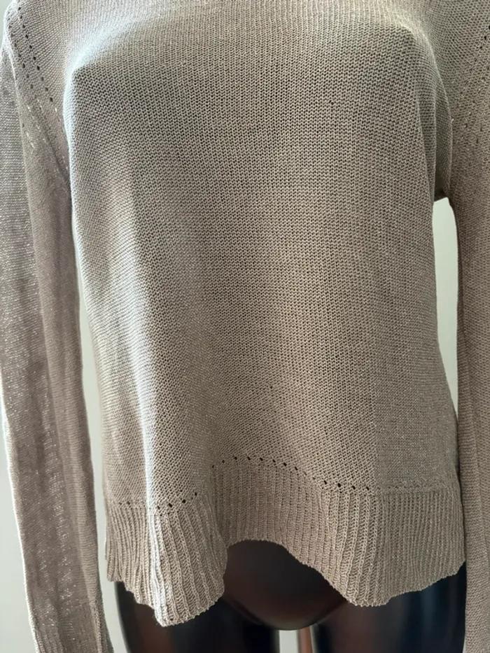Pull léger Col en V beige - photo numéro 4
