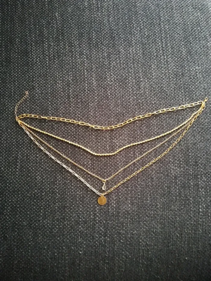 Magnifique collier doré à 4 rangs, neuf - photo numéro 2