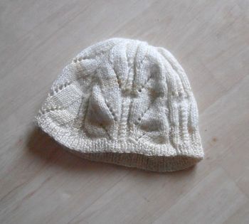 Bonnet femme en mailles, blanc, beige/crème, chaud