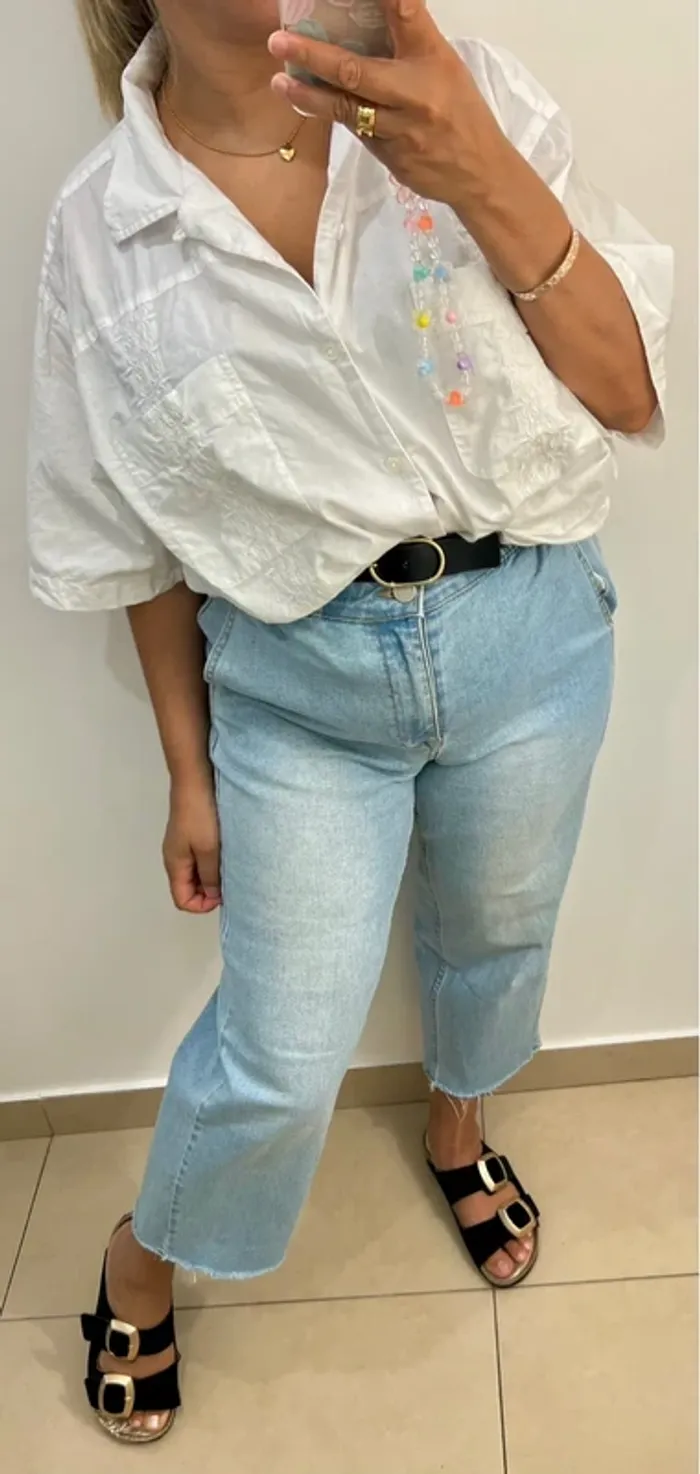Chemise Ample Blanche Gap Brodée Taille L - photo numéro 2