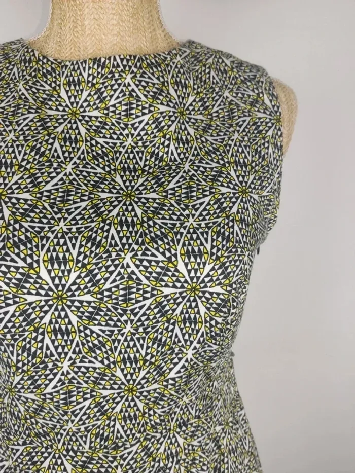 Robe mi-longue dos graphique boutonné noir jaune blanc taille 38 La Redoute neuve - photo numéro 4
