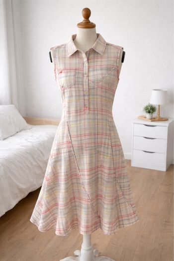 Robe chemisier longue Skik blanche à rayures taille 3