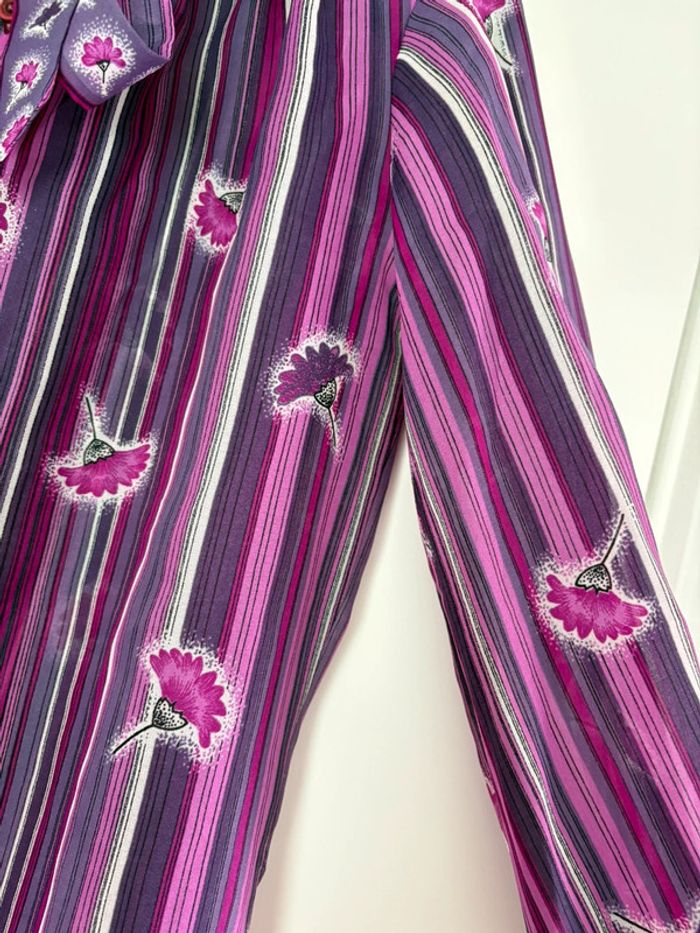 Chemisier vintage fleuri mauve violet t38 - photo numéro 5