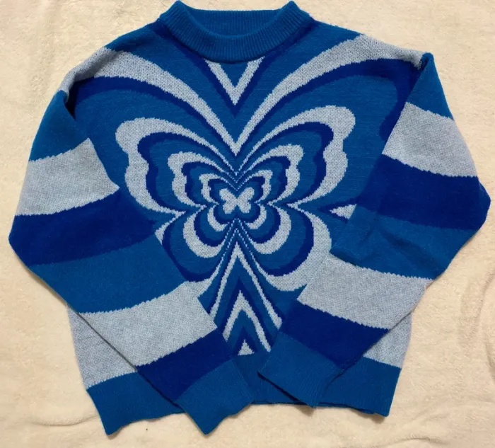 Pull oversize bleu à motif – Jennyfer - Taille S - photo numéro 2