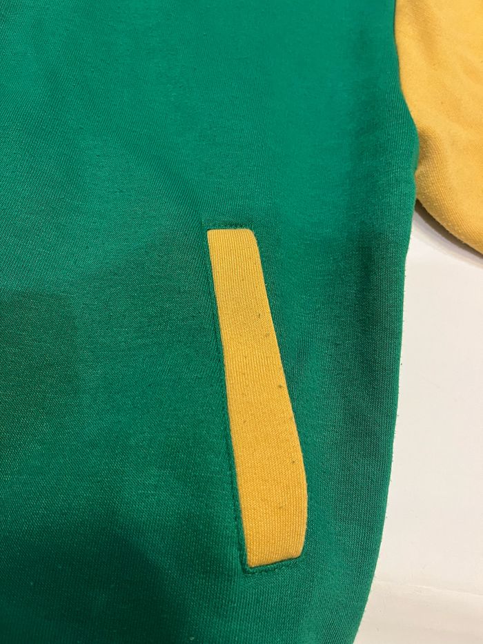 veste bomber blouson teddy oversize vert et jaune iowa moutarde stradivarius taille S/36 - photo numéro 6